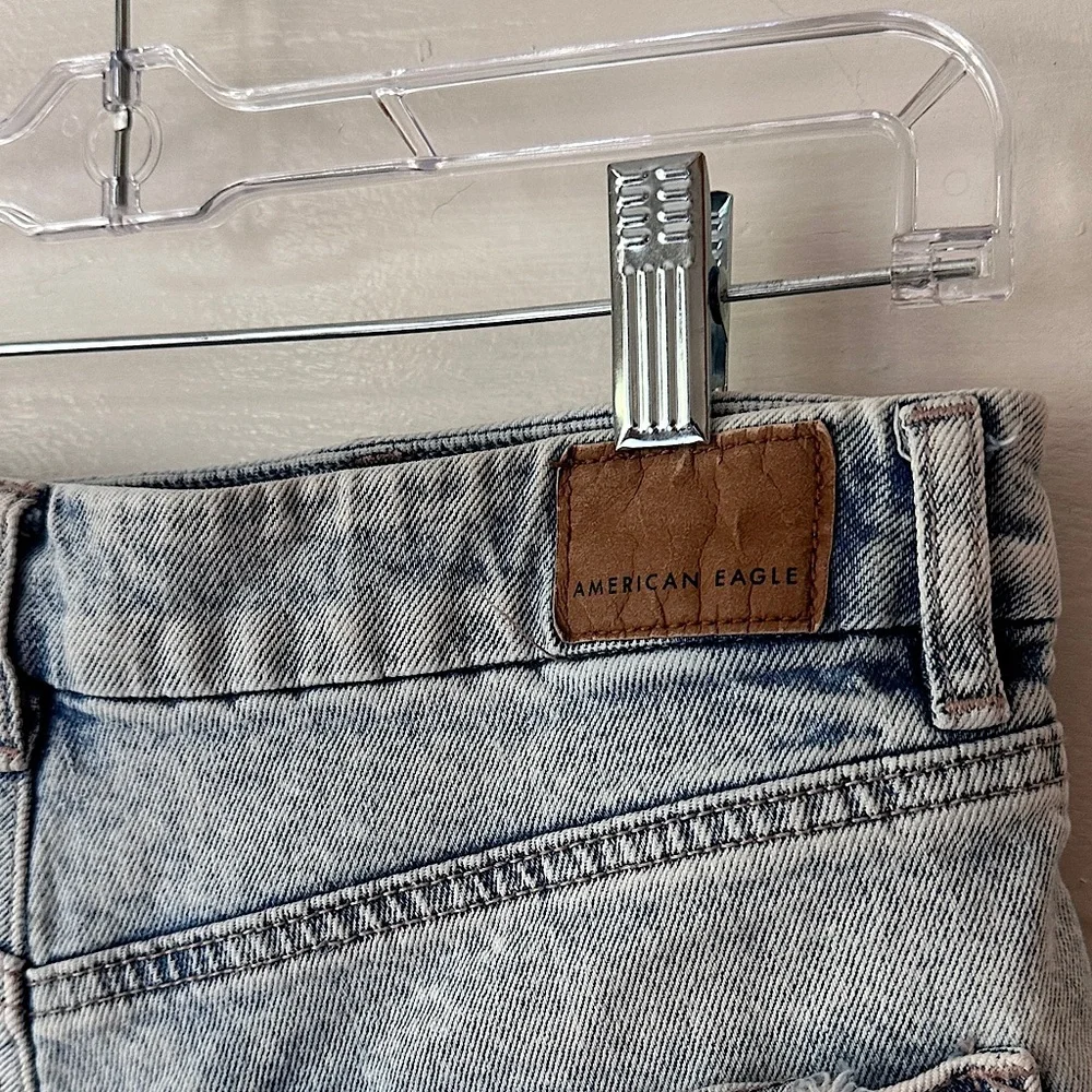 American Eagle Strigid Distressed Denim Jean Shorts Cut Off High Rise Stretch 8 - Picture 8 of 15